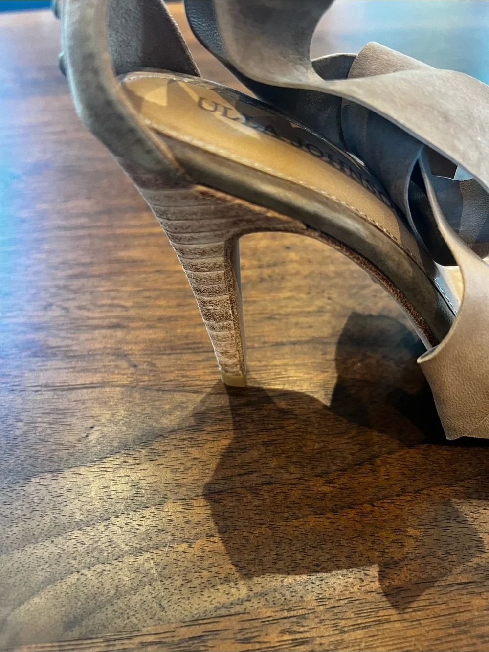 Ulla Johnson Taupe Suede Studded Ankle-Tie Heel